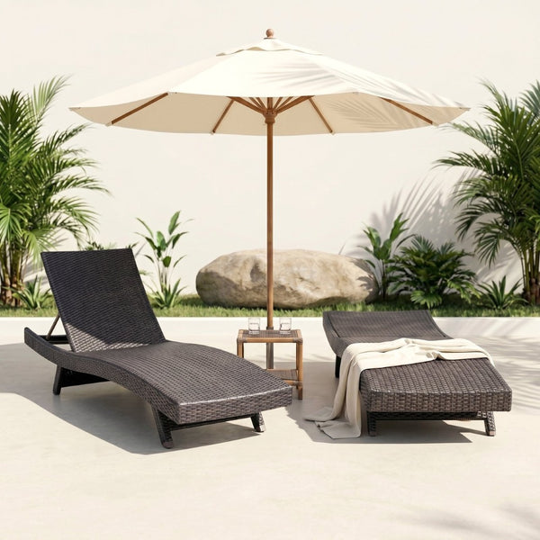 English Elm Luxury Resin Wicker Outdoor Chaise Lounges Set of 2 Poolside Reclining Patio Seating Espresso B011P526018