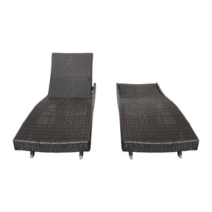 English Elm Luxury Resin Wicker Outdoor Chaise Lounges Set of 2 Poolside Reclining Patio Seating Espresso B011P526018