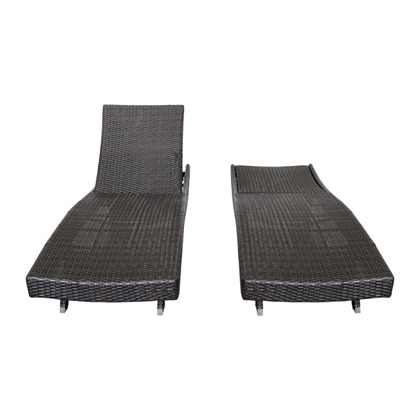English Elm Luxury Resin Wicker Outdoor Chaise Lounges Set of 2 Poolside Reclining Patio Seating Espresso B011P526018