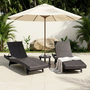 English Elm Luxury Resin Wicker Outdoor Chaise Lounges Set of 2 Poolside Reclining Patio Seating Espresso B011P526018
