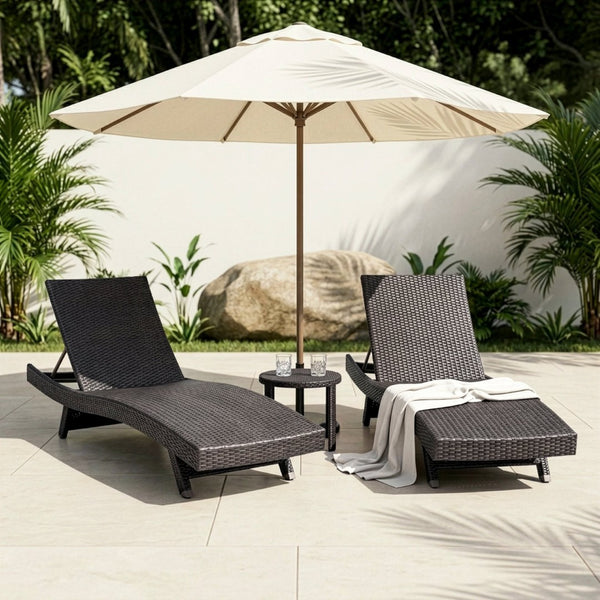 English Elm Luxury Resin Wicker Outdoor Chaise Lounges Set of 2 Poolside Reclining Patio Seating Espresso B011P526018