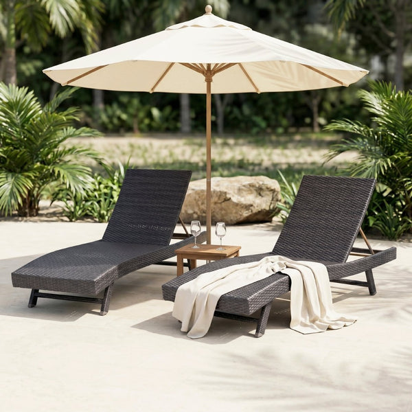 English Elm Luxury Resin Wicker Outdoor Chaise Lounges Set of 2 Poolside Reclining Patio Seating Espresso B011P526018