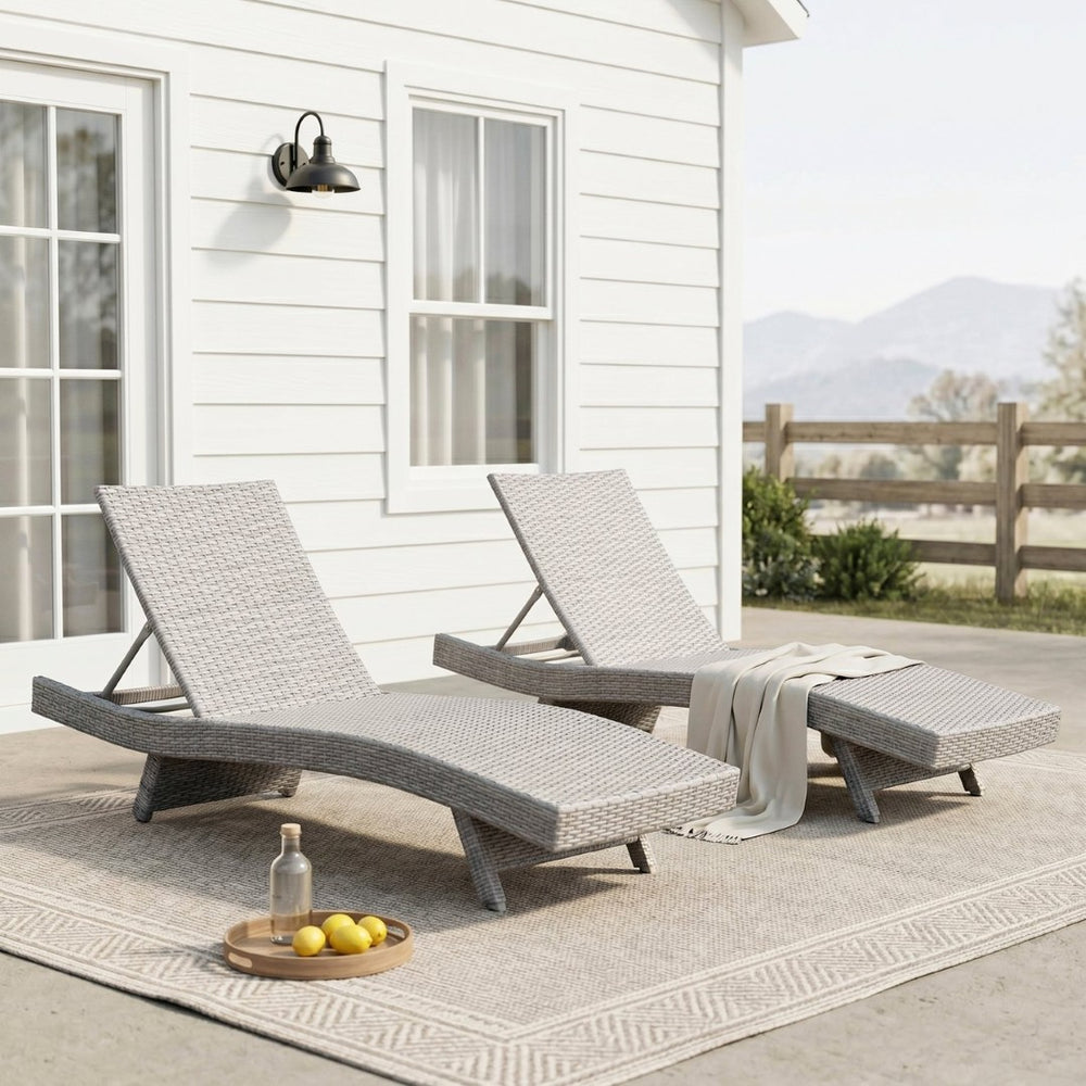 English Elm Luxury Resin Wicker Outdoor Chaise Lounges Set of 2 Poolside Reclining Patio Seating Gray B011P526019