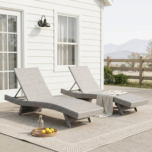 English Elm Luxury Resin Wicker Outdoor Chaise Lounges Set of 2 Poolside Reclining Patio Seating Gray B011P526019