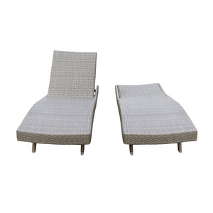 English Elm Luxury Resin Wicker Outdoor Chaise Lounges Set of 2 Poolside Reclining Patio Seating Gray B011P526019