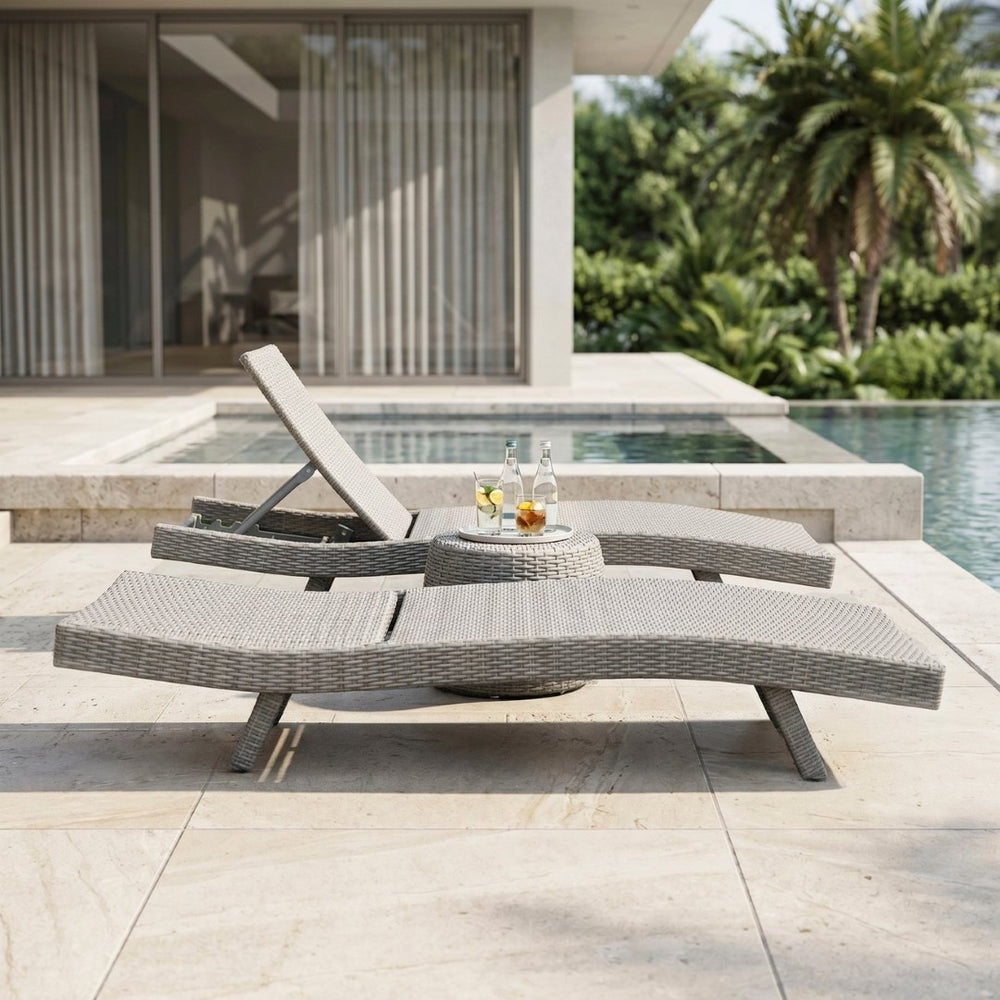 English Elm Luxury Resin Wicker Outdoor Chaise Lounges Set of 2 Poolside Reclining Patio Seating Gray B011P526019
