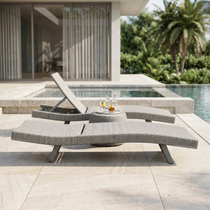 English Elm Luxury Resin Wicker Outdoor Chaise Lounges Set of 2 Poolside Reclining Patio Seating Gray B011P526019