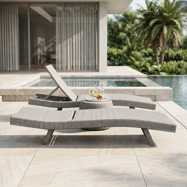 English Elm Luxury Resin Wicker Outdoor Chaise Lounges Set of 2 Poolside Reclining Patio Seating Gray B011P526019