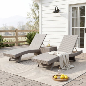 English Elm Luxury Resin Wicker Outdoor Chaise Lounges Set of 2 Poolside Reclining Patio Seating Gray B011P526019