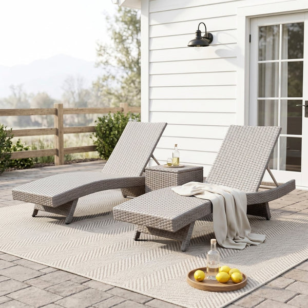 English Elm Luxury Resin Wicker Outdoor Chaise Lounges Set of 2 Poolside Reclining Patio Seating Gray B011P526019