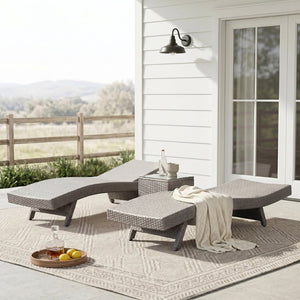 English Elm Luxury Resin Wicker Outdoor Chaise Lounges Set of 2 Poolside Reclining Patio Seating Gray B011P526019