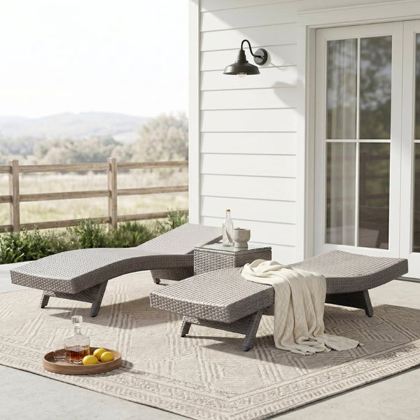 English Elm Luxury Resin Wicker Outdoor Chaise Lounges Set of 2 Poolside Reclining Patio Seating Gray B011P526019