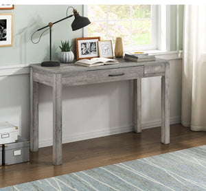 English Elm 1pc Contemporary Home Office Writing Desk Built-in Power Outlet Dovetail Drawer Study Gray B011P526020