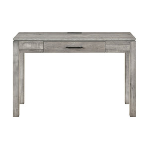 English Elm 1pc Contemporary Home Office Writing Desk Built-in Power Outlet Dovetail Drawer Study Gray B011P526020