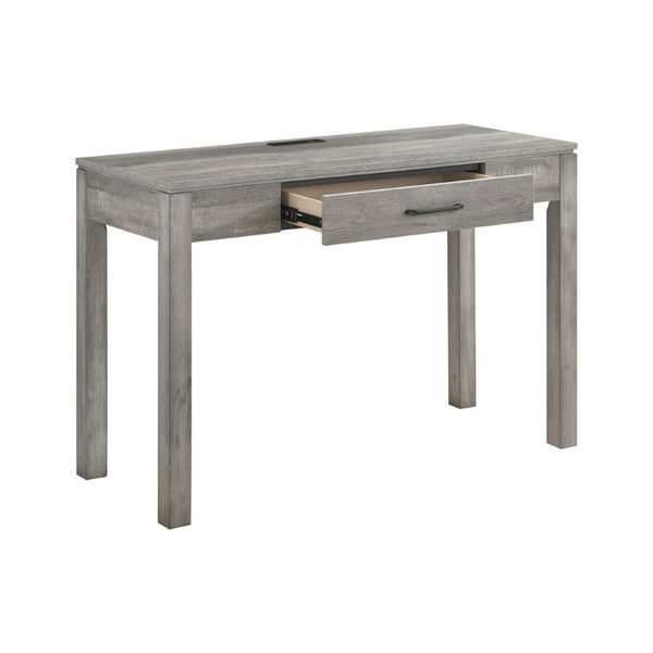 English Elm 1pc Contemporary Home Office Writing Desk Built-in Power Outlet Dovetail Drawer Study Gray B011P526020