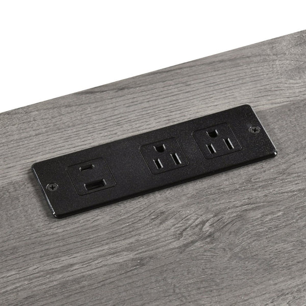 English Elm 1pc Contemporary Home Office Writing Desk Built-in Power Outlet Dovetail Drawer Study Gray B011P526020
