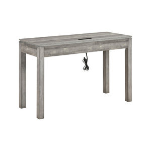 English Elm 1pc Contemporary Home Office Writing Desk Built-in Power Outlet Dovetail Drawer Study Gray B011P526020