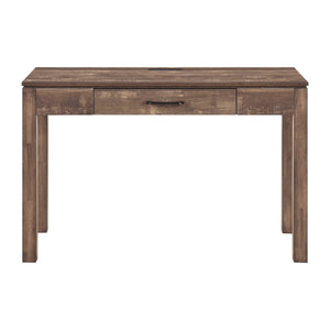English Elm 1pc Contemporary Home Office Writing Desk Built-in Power Outlet Dovetail Drawer Study Rustic Brown B011P526021