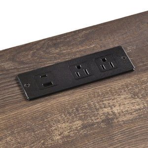 English Elm 1pc Contemporary Home Office Writing Desk Built-in Power Outlet Dovetail Drawer Study Rustic Brown B011P526021