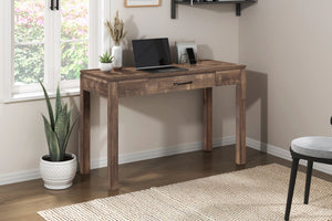 English Elm 1pc Contemporary Home Office Writing Desk Built-in Power Outlet Dovetail Drawer Study Rustic Brown B011P526021