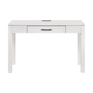 English Elm 1pc Contemporary Home Office Writing Desk Built-in Power Outlet Dovetail Drawer Study White B011P526022