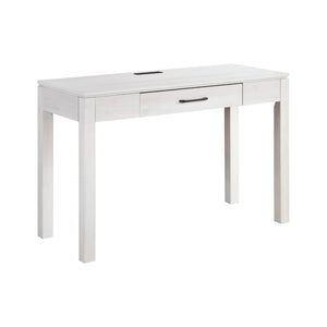English Elm 1pc Contemporary Home Office Writing Desk Built-in Power Outlet Dovetail Drawer Study White B011P526022