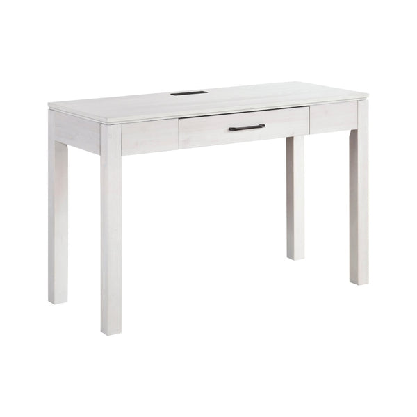 English Elm 1pc Contemporary Home Office Writing Desk Built-in Power Outlet Dovetail Drawer Study White B011P526022
