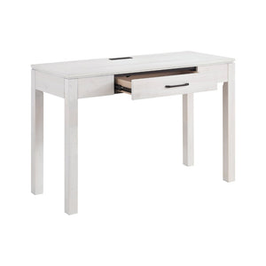 English Elm 1pc Contemporary Home Office Writing Desk Built-in Power Outlet Dovetail Drawer Study White B011P526022