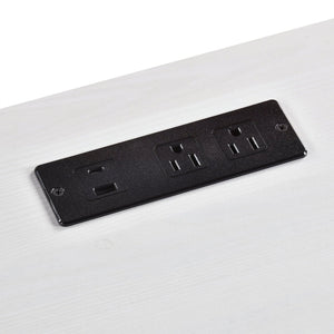 English Elm 1pc Contemporary Home Office Writing Desk Built-in Power Outlet Dovetail Drawer Study White B011P526022