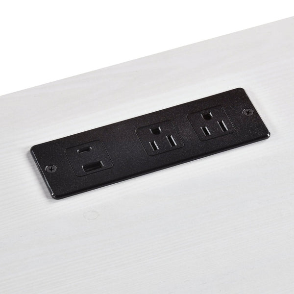 English Elm 1pc Contemporary Home Office Writing Desk Built-in Power Outlet Dovetail Drawer Study White B011P526022