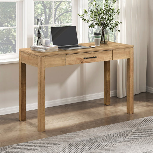 English Elm 1pc Contemporary Home Office Writing Desk Built-in Power Outlet Dovetail Drawer Study Natural B011P526023