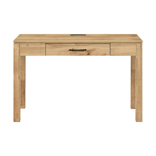 English Elm 1pc Contemporary Home Office Writing Desk Built-in Power Outlet Dovetail Drawer Study Natural B011P526023