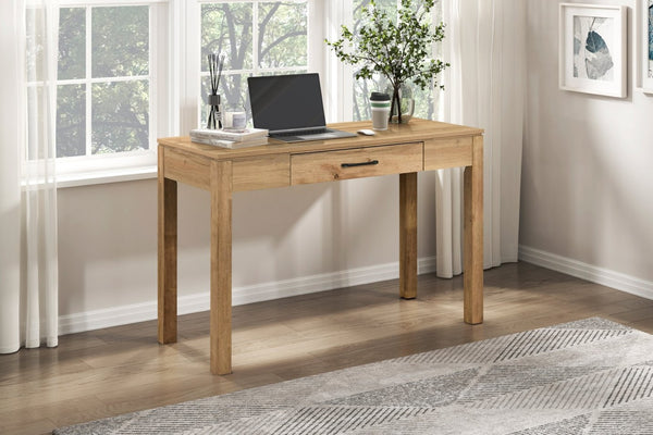 English Elm 1pc Contemporary Home Office Writing Desk Built-in Power Outlet Dovetail Drawer Study Natural B011P526023