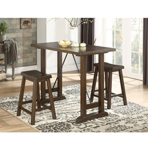 English Elm Rustic Industrial Counter Height Dining Set with Distressed Wood and Metal Turnbuckle Stools B011P526977
