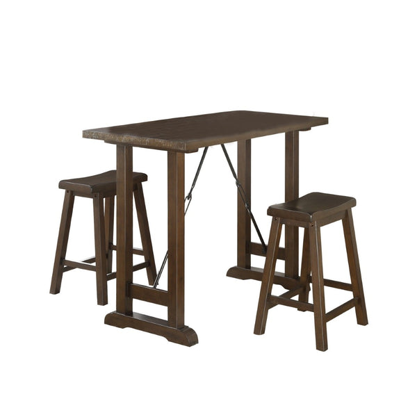 English Elm Rustic Industrial Counter Height Dining Set with Distressed Wood and Metal Turnbuckle Stools B011P526977