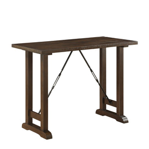 English Elm Rustic Industrial Counter Height Dining Set with Distressed Wood and Metal Turnbuckle Stools B011P526977