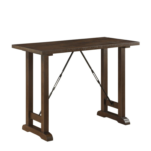 English Elm Rustic Industrial Counter Height Dining Set with Distressed Wood and Metal Turnbuckle Stools B011P526977