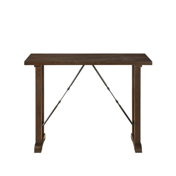 English Elm Rustic Industrial Counter Height Dining Set with Distressed Wood and Metal Turnbuckle Stools B011P526977