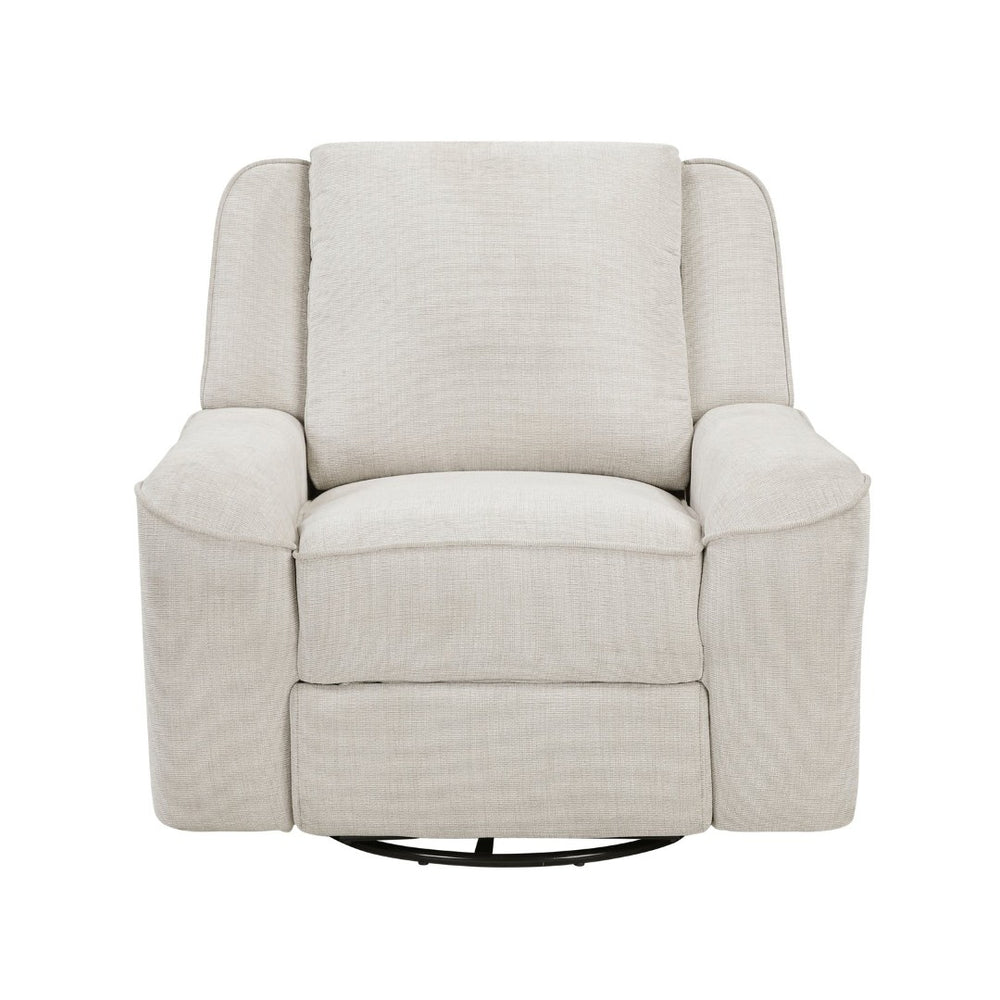 English Elm Luxury Chenille Swivel Recliner Chair with Pocket Coil Support for Living Room Comfort Beige B011P526987