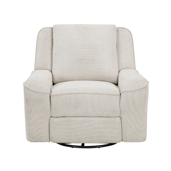English Elm Luxury Chenille Swivel Recliner Chair with Pocket Coil Support for Living Room Comfort Beige B011P526987