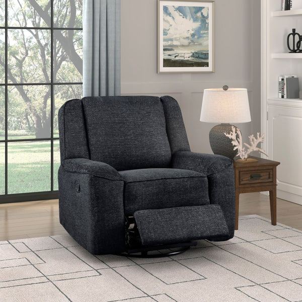 English Elm Luxury Chenille Swivel Recliner Chair with Pocket Coil Support for Living Room Comfort Ebony B011P526989