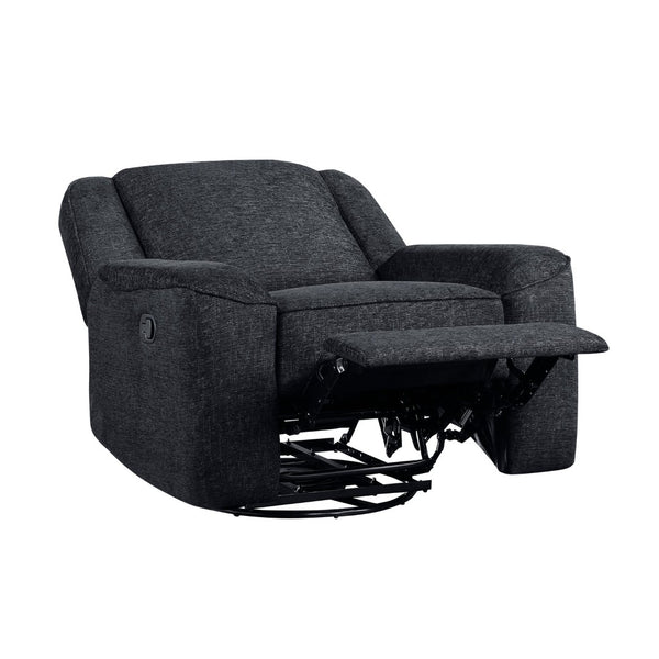 English Elm Luxury Chenille Swivel Recliner Chair with Pocket Coil Support for Living Room Comfort Ebony B011P526989