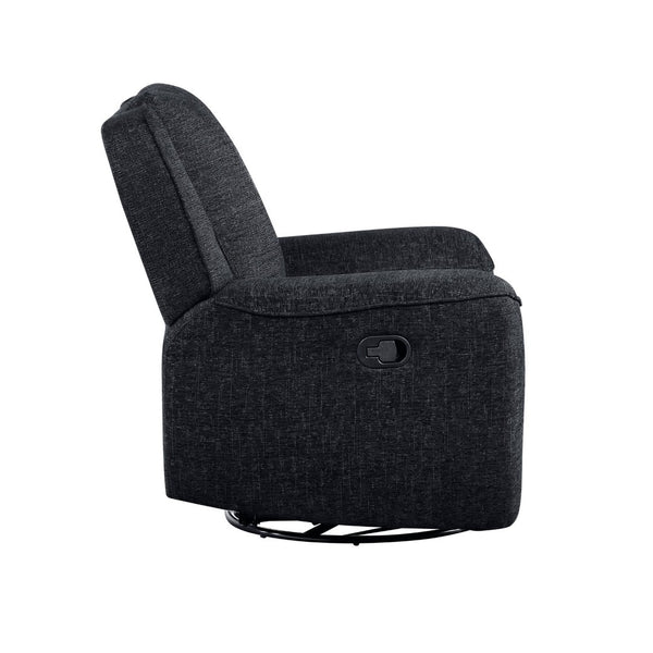 English Elm Luxury Chenille Swivel Recliner Chair with Pocket Coil Support for Living Room Comfort Ebony B011P526989