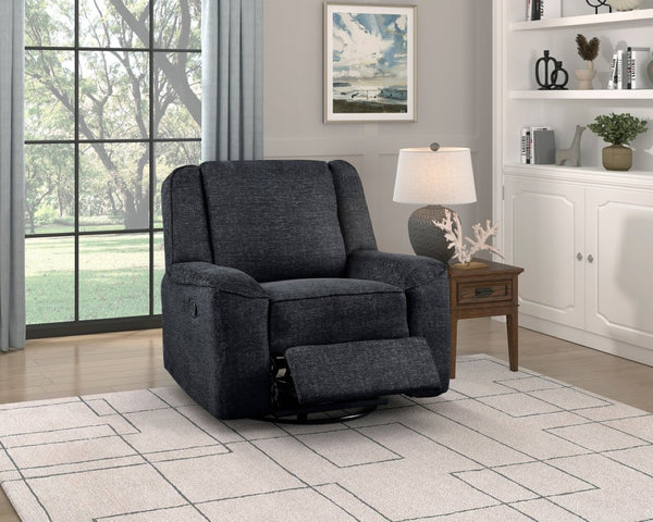 English Elm Luxury Chenille Swivel Recliner Chair with Pocket Coil Support for Living Room Comfort Ebony B011P526989