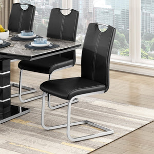 English Elm Modern Glam Cantilever Dining Chairs Faux Leather High Back Chrome Set of 2 B011P530510