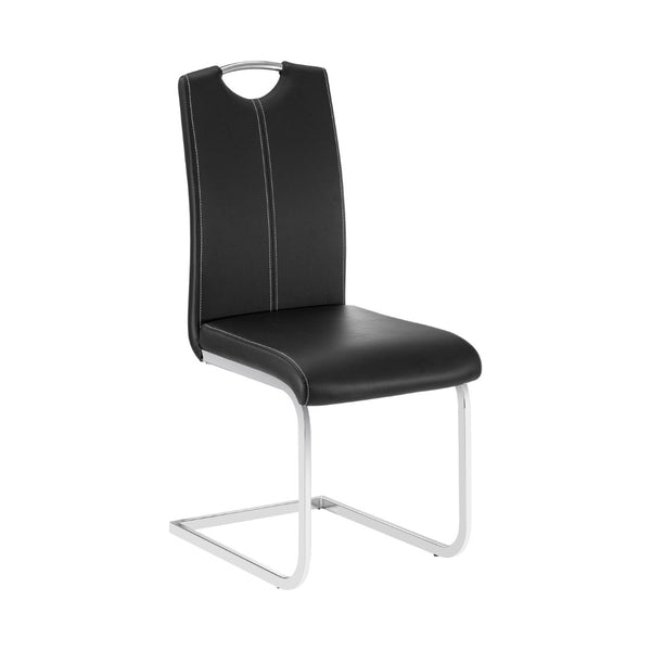 English Elm Modern Glam Cantilever Dining Chairs Faux Leather High Back Chrome Set of 2 B011P530510