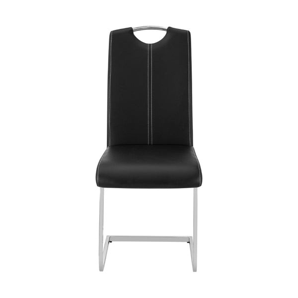 English Elm Modern Glam Cantilever Dining Chairs Faux Leather High Back Chrome Set of 2 B011P530510