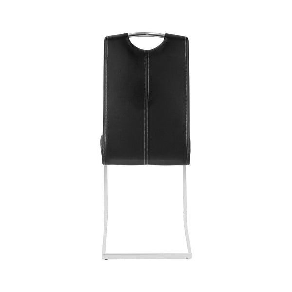 English Elm Modern Glam Cantilever Dining Chairs Faux Leather High Back Chrome Set of 2 B011P530510