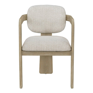 English Elm Modern Scandinavian Rubberwood Dining Arm Chairs Set of Two Beige Upholstered Seats B011P530540