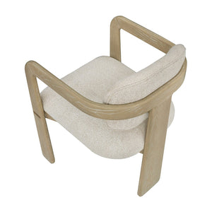 English Elm Modern Scandinavian Rubberwood Dining Arm Chairs Set of Two Beige Upholstered Seats B011P530540